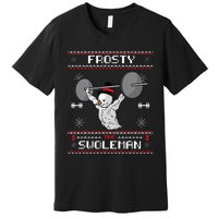 Frosty the Swoleman Ugly Christmas Sweater Funny Snowman Gym Premium T-Shirt