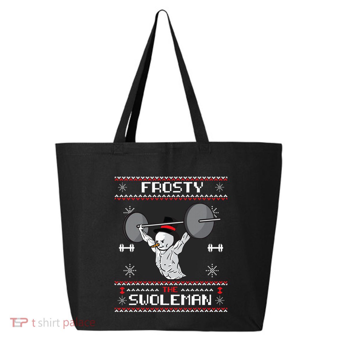 Frosty the Swoleman Ugly Christmas Sweater Funny Snowman Gym 25L Jumbo Tote
