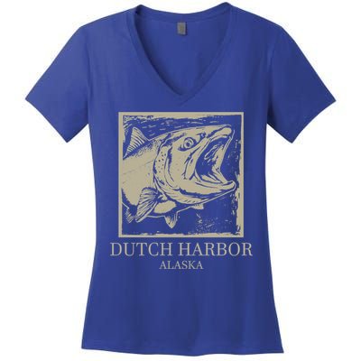 Fishing Town Souvenir Dutch Harbor Alaska Cool Gift Women's V-Neck T-Shirt