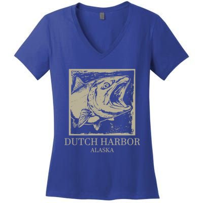 Fishing Town Souvenir Dutch Harbor Alaska Cool Gift Women's V-Neck T-Shirt