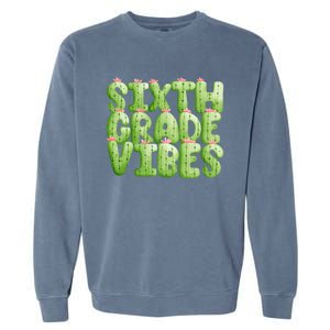 Friday Teacher Sixth 6Th Grade Level Cactus Vibes Boho Team Gift Garment-Dyed Sweatshirt