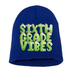 Friday Teacher Sixth 6Th Grade Level Cactus Vibes Boho Team Gift Short Acrylic Beanie