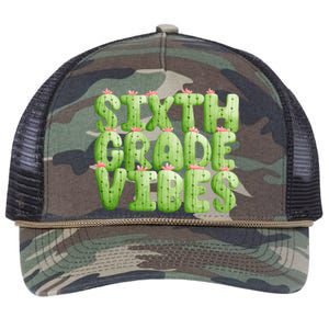 Friday Teacher Sixth 6Th Grade Level Cactus Vibes Boho Team Gift Retro Rope Trucker Hat Cap