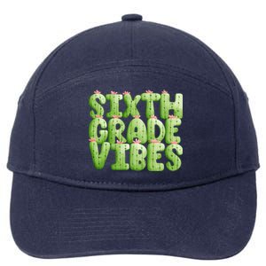 Friday Teacher Sixth 6Th Grade Level Cactus Vibes Boho Team Gift 7-Panel Snapback Hat