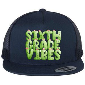 Friday Teacher Sixth 6Th Grade Level Cactus Vibes Boho Team Gift Flat Bill Trucker Hat