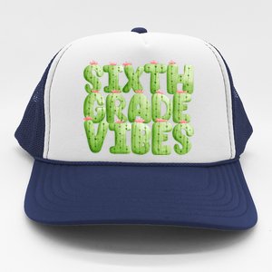 Friday Teacher Sixth 6Th Grade Level Cactus Vibes Boho Team Gift Trucker Hat