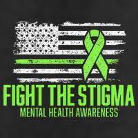 Fight the Stigma American Flag Mental Health Awareness 7 Panel Mesh Trucker Snapback Hat