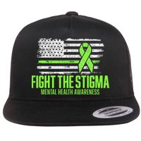 Fight the Stigma American Flag Mental Health Awareness Flat Bill Trucker Hat