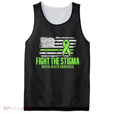 Fight the Stigma American Flag Mental Health Awareness Mesh Reversible Basketball Jersey Tank