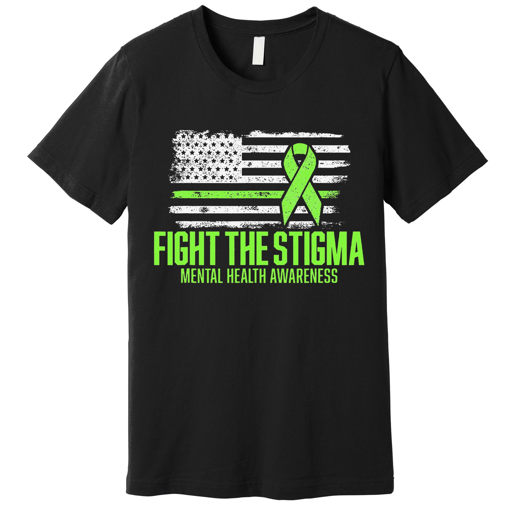 Fight the Stigma American Flag Mental Health Awareness Premium T-Shirt