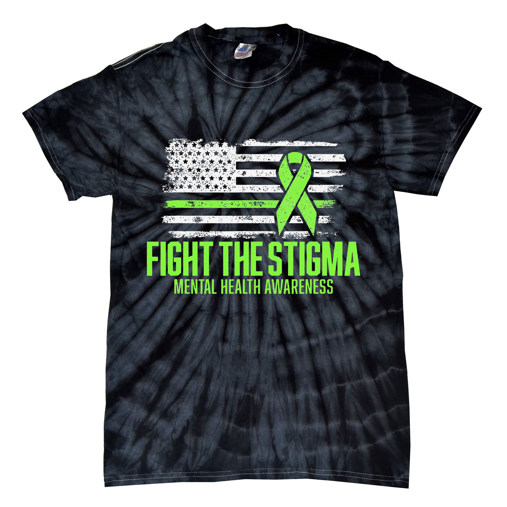 Fight the Stigma American Flag Mental Health Awareness Tie-Dye T-Shirt