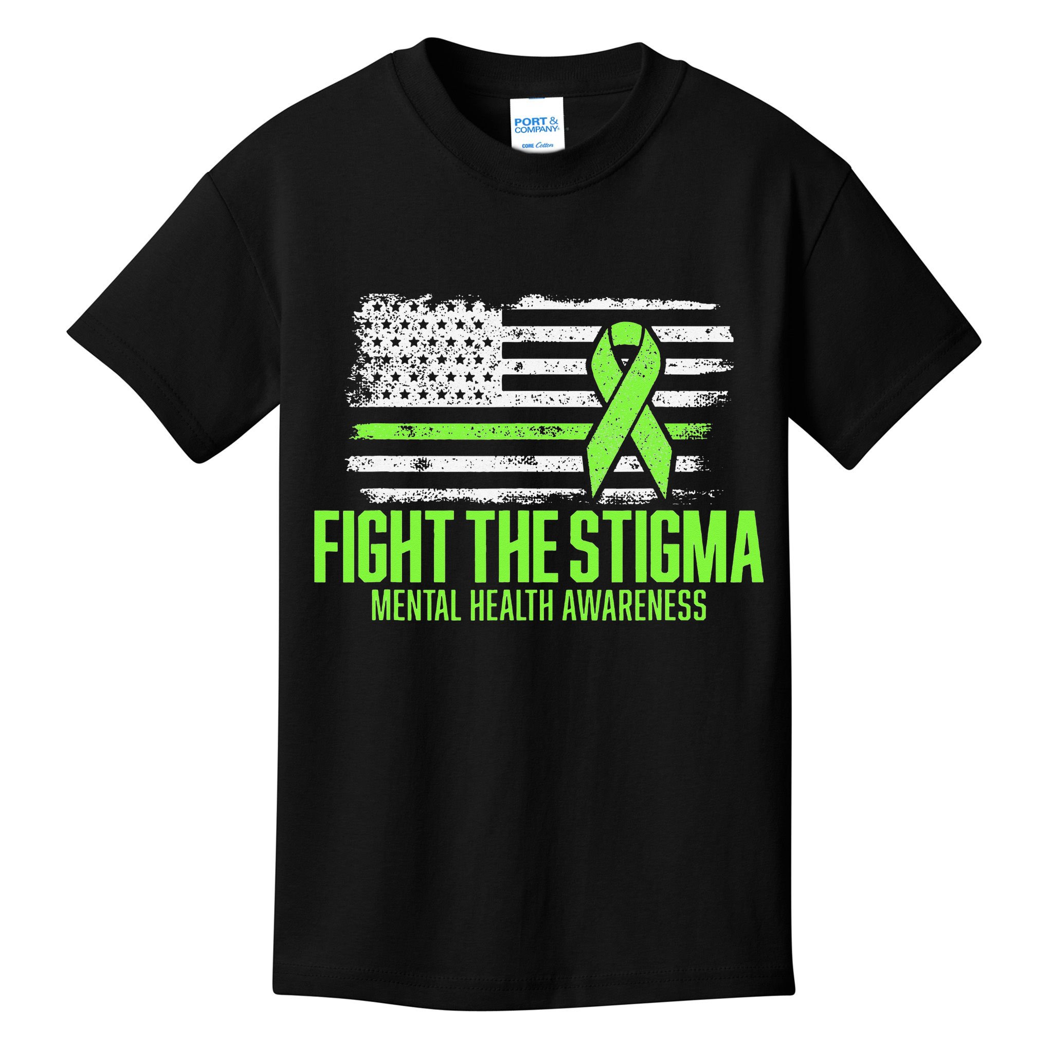 Fight the Stigma American Flag Mental Health Awareness Kids T-Shirt