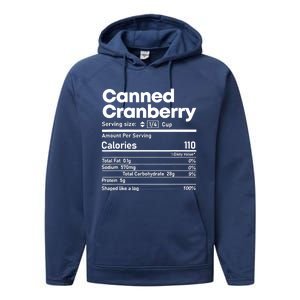 Funny Thanksgiving Sauce Food Cranberry Nutrition Fact Performance Fleece Hoodie