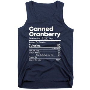 Funny Thanksgiving Sauce Food Cranberry Nutrition Fact Tank Top