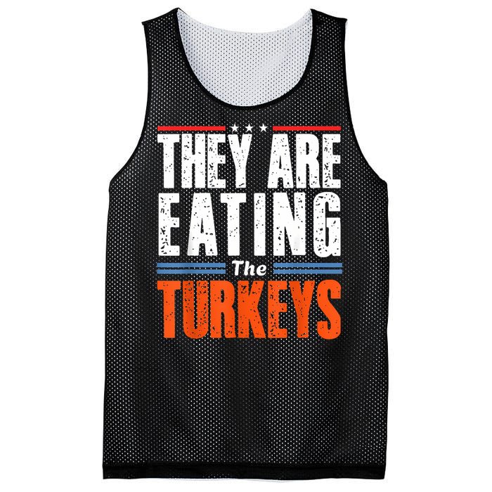 Funny Trump Saying They Are Eating The Turkeys Mesh Reversible Basketball Jersey Tank