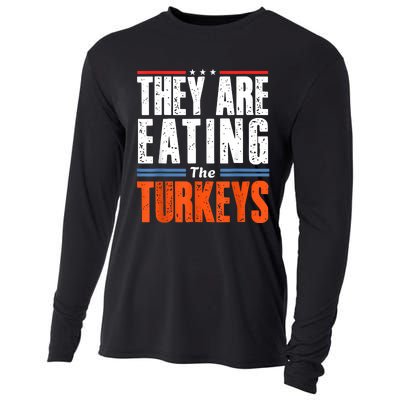 Funny Trump Saying They Are Eating The Turkeys Cooling Performance Long Sleeve Crew