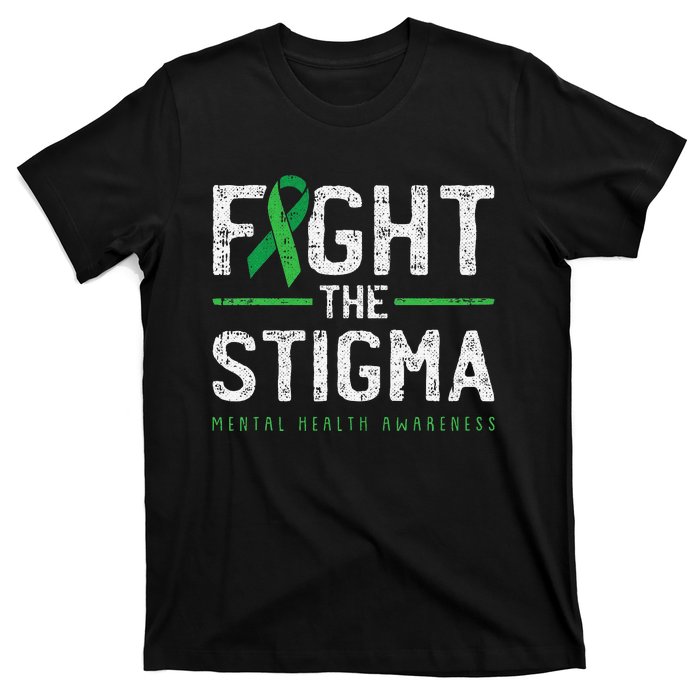 Fight The Stigma Mental Health Awareness Green Ribbon T-Shirt