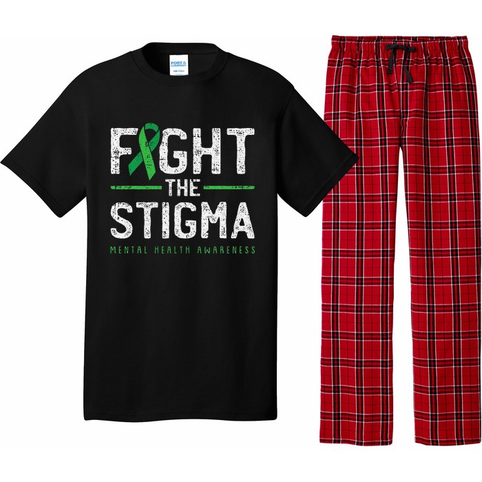 Fight The Stigma Mental Health Awareness Green Ribbon Pajama Set