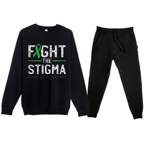 Fight The Stigma Mental Health Awareness Green Ribbon Premium Crewneck Sweatsuit Set