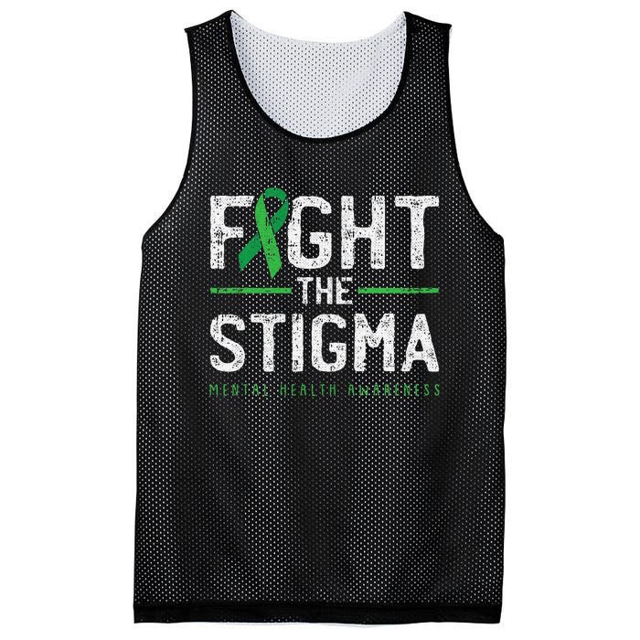 Fight The Stigma Mental Health Awareness Green Ribbon Mesh Reversible Basketball Jersey Tank