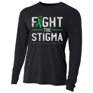 Fight The Stigma Mental Health Awareness Green Ribbon Cooling Performance Long Sleeve Crew