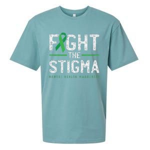 Fight The Stigma Mental Health Awareness Green Ribbon Sueded Cloud Jersey T-Shirt