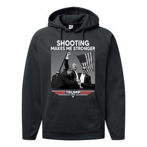 Funny Trump Shooting 2024 Trump Shooting Makes Me Stronger Shooting Performance Fleece Hoodie