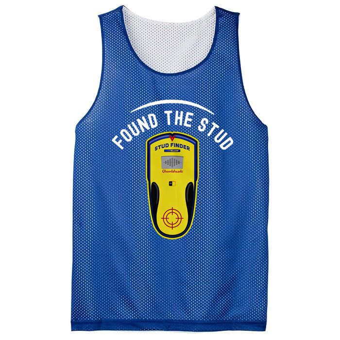 Found The Stud Dad Joke Handy Tools Funny Stud Finder Gift Mesh Reversible Basketball Jersey Tank