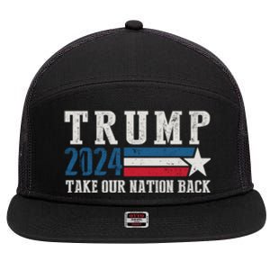 Free Trump Supporters Pro Trump 2024 Take Our Nation Back Republican 7 Panel Mesh Trucker Snapback Hat