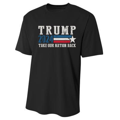 Free Trump Supporters Pro Trump 2024 Take Our Nation Back Republican Performance Sprint T-Shirt