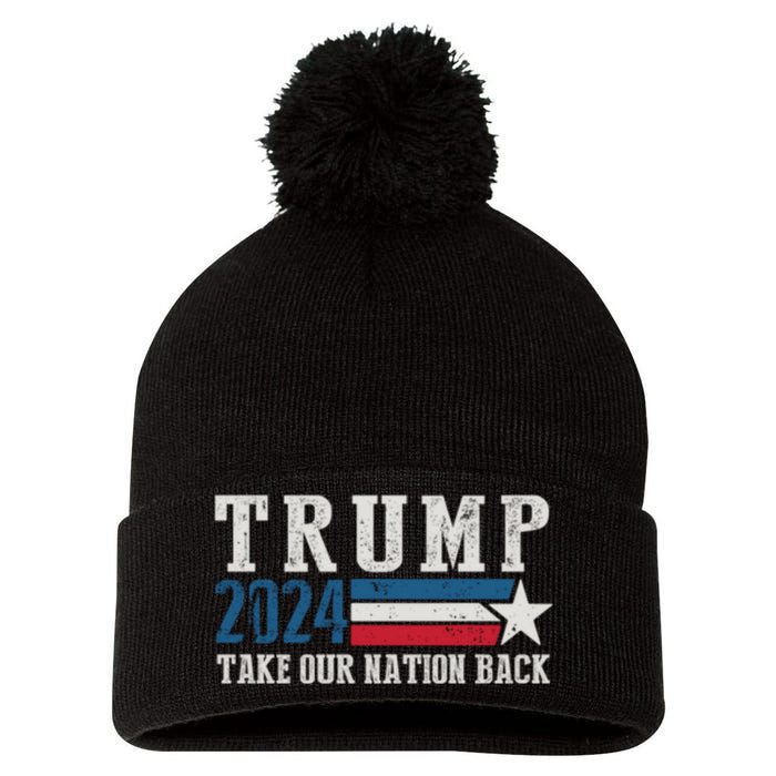 Free Trump Supporters Pro Trump 2024 Take Our Nation Back Republican Pom Pom 12in Knit Beanie