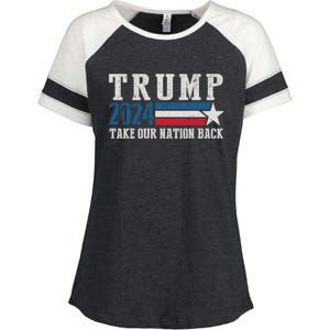 Free Trump Supporters Pro Trump 2024 Take Our Nation Back Republican Enza Ladies Jersey Colorblock Tee