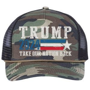 Free Trump Supporters Pro Trump 2024 Take Our Nation Back Republican Retro Rope Trucker Hat Cap