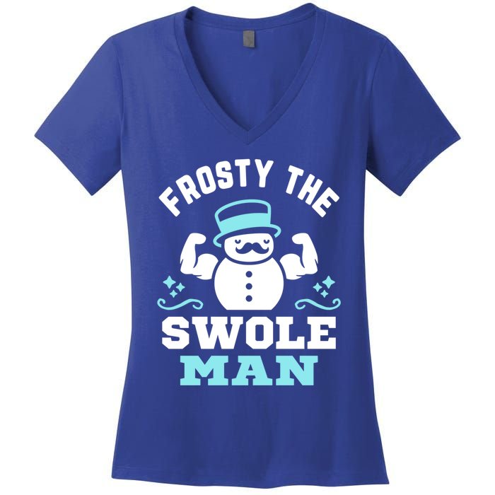 Frosty The Swole Christmas Funny Snow Gymnastics Funny Gift Women's V-Neck T-Shirt