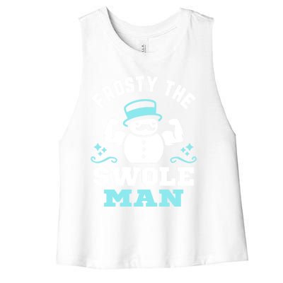 Frosty The Swole Christmas Funny Snow Gymnastics Funny Gift Women's Racerback Cropped Tank