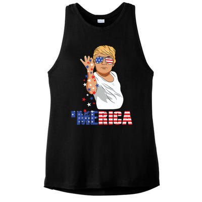 Funny Trump Salt Merica Freedom 4th Of July Gifts Tank Top Ladies PosiCharge Tri-Blend Wicking Tank