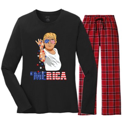 Funny Trump Salt Merica Freedom 4th Of July Gifts Tank Top Women's Long Sleeve Flannel Pajama Set 