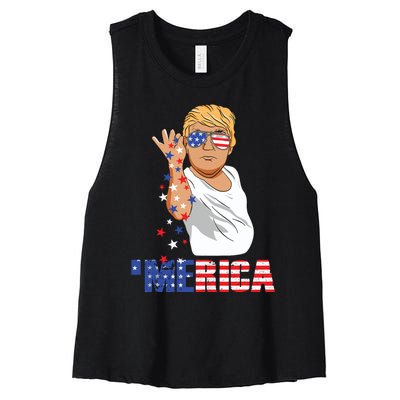 Funny Trump Salt Merica Freedom 4th Of July Gifts Tank Top Women's Racerback Cropped Tank