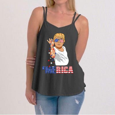 Funny Trump Salt Merica Freedom 4th Of July Gifts Tank Top Women's Strappy Tank