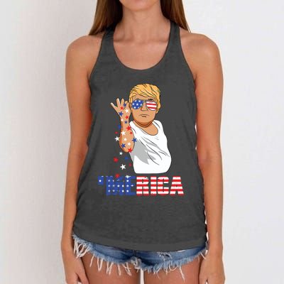 Funny Trump Salt Merica Freedom 4th Of July Gifts Tank Top Women's Knotted Racerback Tank