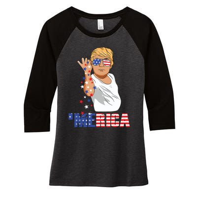 Funny Trump Salt Merica Freedom 4th Of July Gifts Tank Top Women's Tri-Blend 3/4-Sleeve Raglan Shirt