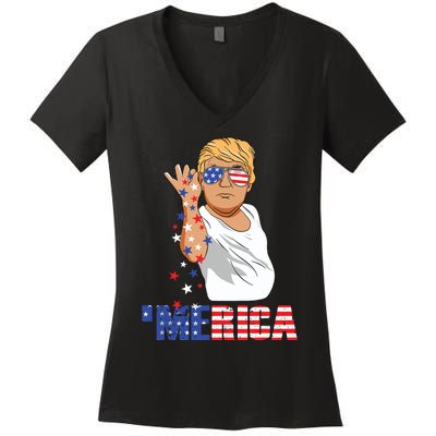 Funny Trump Salt Merica Freedom 4th Of July Gifts Tank Top Women's V-Neck T-Shirt