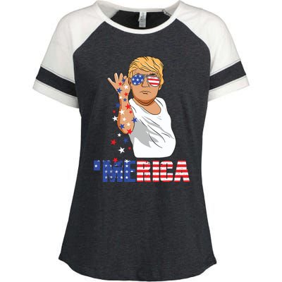 Funny Trump Salt Merica Freedom 4th Of July Gifts Tank Top Enza Ladies Jersey Colorblock Tee