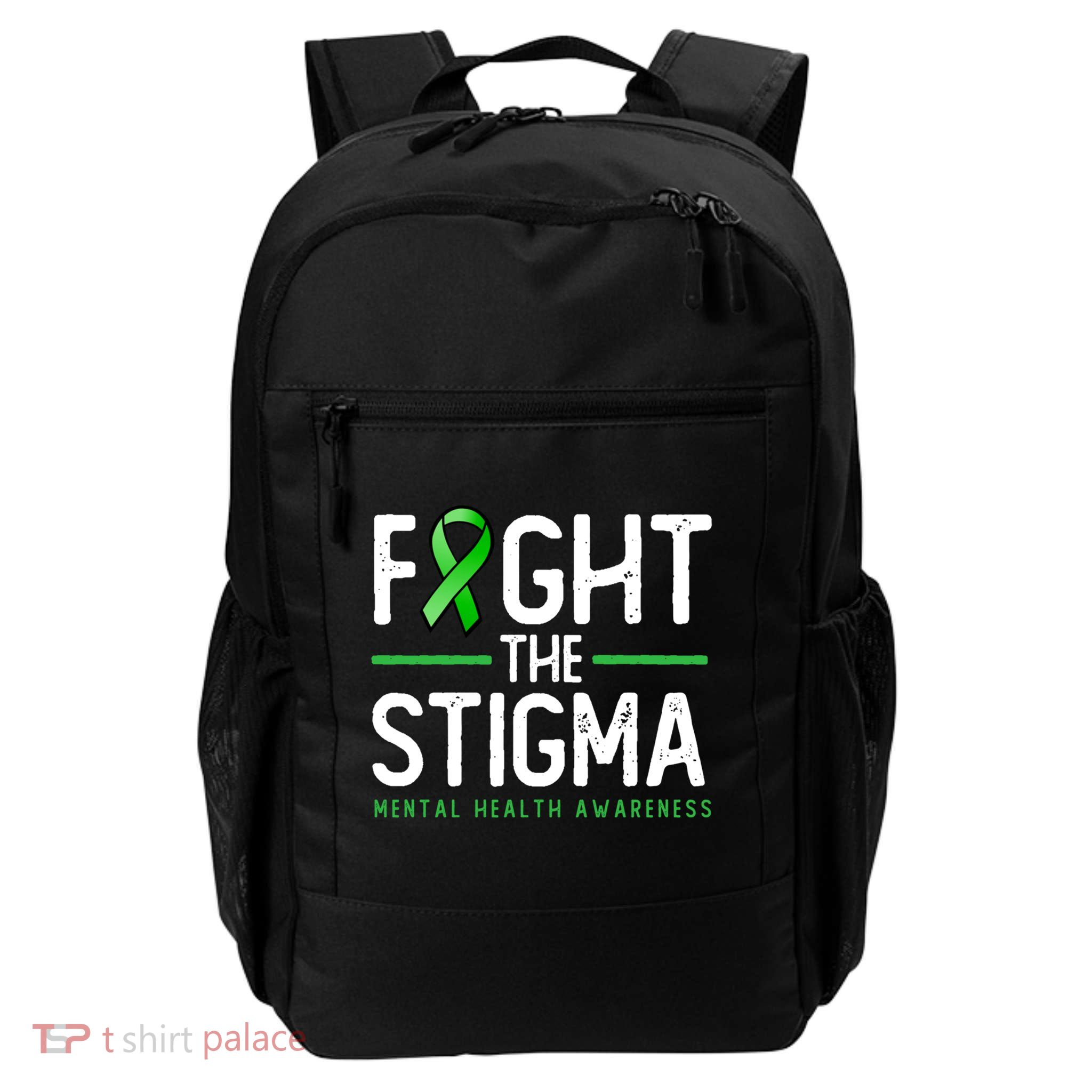 Fight The Stigma Gift Green Ribbon Tee Tal Health Awareness Great Gift Backpack