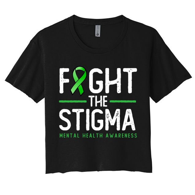 Fight The Stigma Gift Green Ribbon Tee Tal Health Awareness Great Gift Crop Top