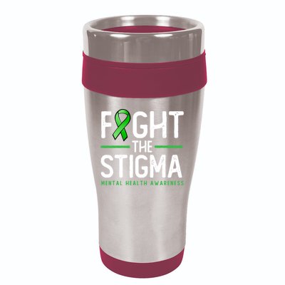 Fight The Stigma Gift Green Ribbon Tee Tal Health Awareness Great Gift 16oz Travel Tumbler