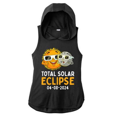 Funny Total Solar Eclipse April 8 2024 Ladies PosiCharge Tri-Blend Wicking Draft Hoodie Tank