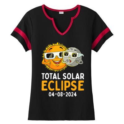 Funny Total Solar Eclipse April 8 2024 Ladies Halftime Notch Neck Tee