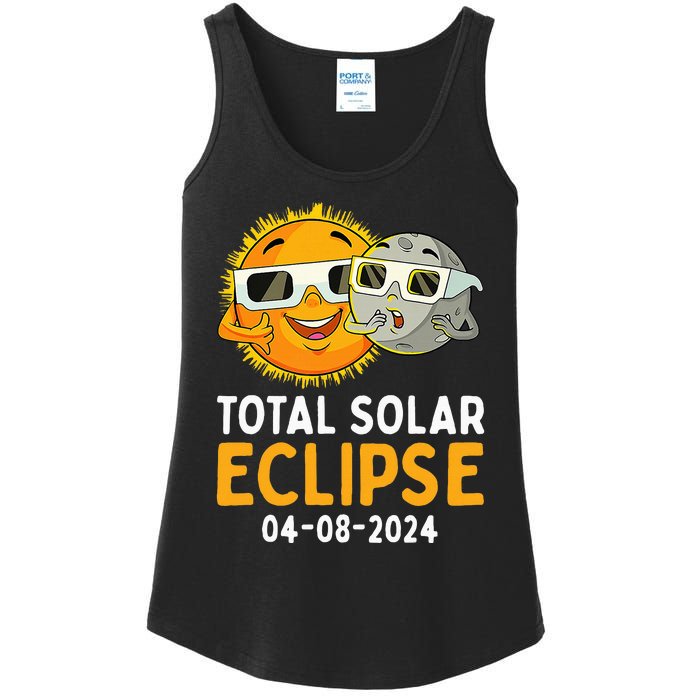 Funny Total Solar Eclipse April 8 2024 Ladies Essential Tank