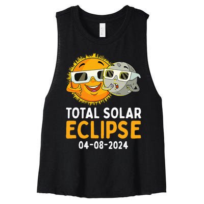 Funny Total Solar Eclipse April 8 2024 Women's Racerback Cropped Tank